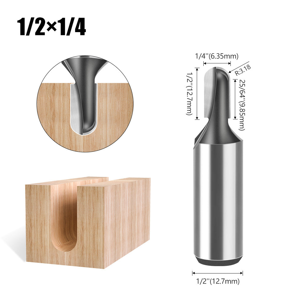 1/2 shank 12 shank deep round bottom cutter, woodworking milling cutter slotting cutter trimming machine tool head engraving machine bakelite gong cutter