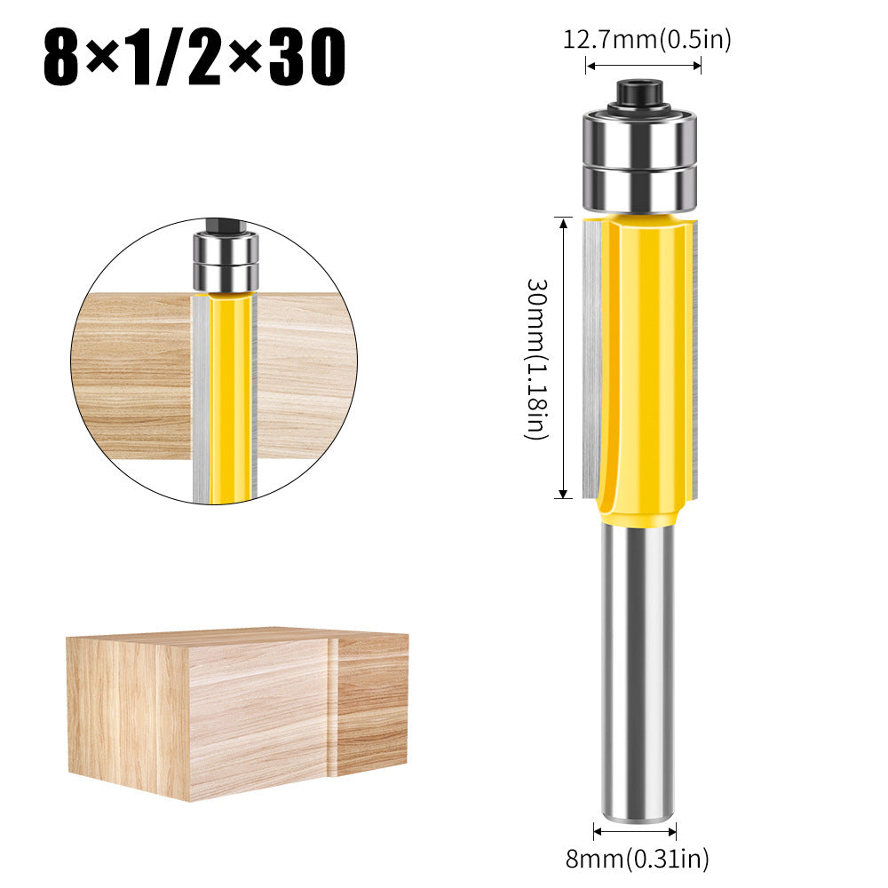 8 handle head double bearing trimming knife tungsten steel imitation woodworking milling cutter slotting flat edge knife alloy blade head set