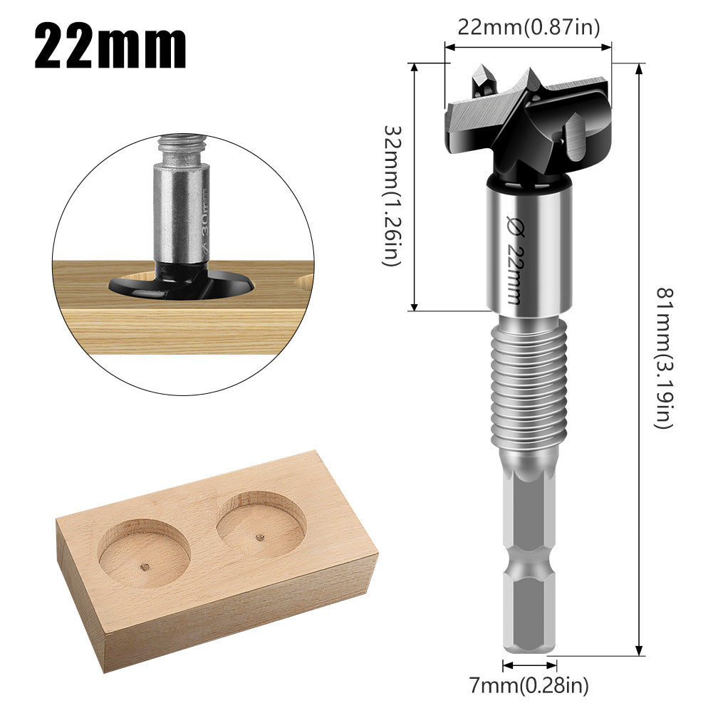 Multifunctional extended woodworking hole opener, external thread flat wing drill, extended limit wooden board hand drill, reaming drill bit