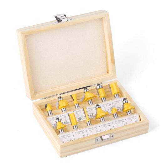 Woodworking milling cutter 8 handle 12-piece set yellow, woodworking engraving machine/bakelite milling/trimming machine, cutter head set cutter