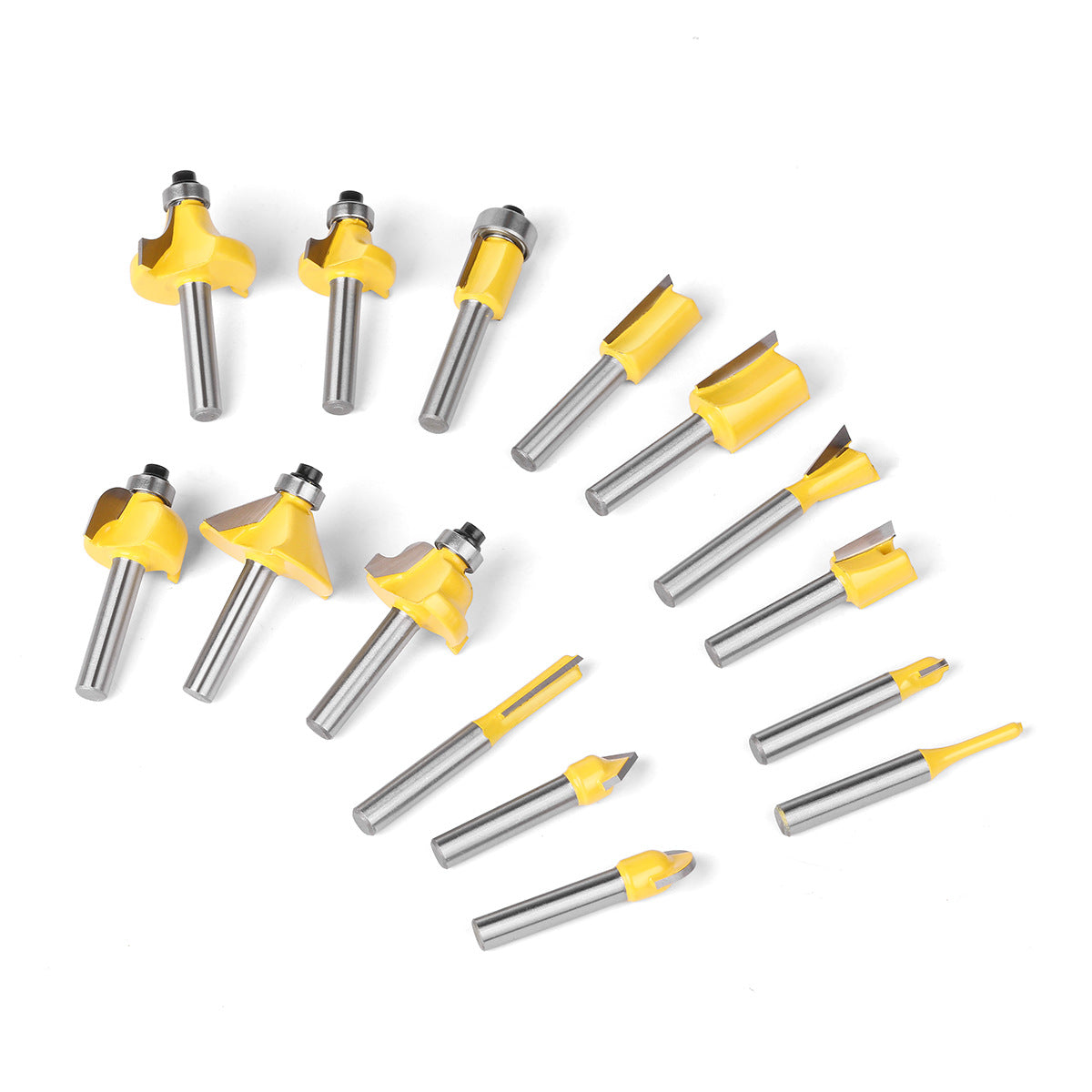 1/4 handle 15-piece set of imperial woodworking milling cutter set, trimming machine cutter head, bakelite milling engraving machine milling cutter, trimming cutter