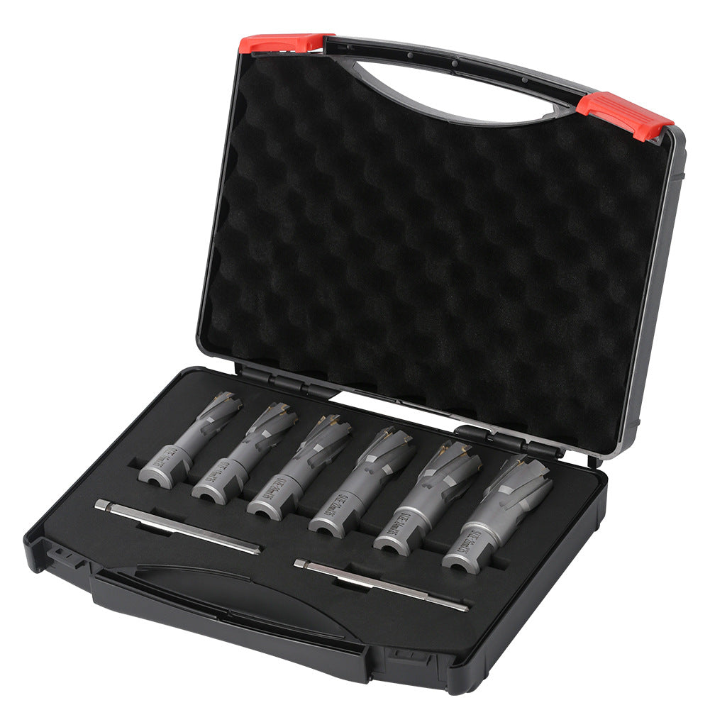 6-Piece set of hollow drill bits, magnetic drill bits, coring bits, carbide drill steel plate hole opener