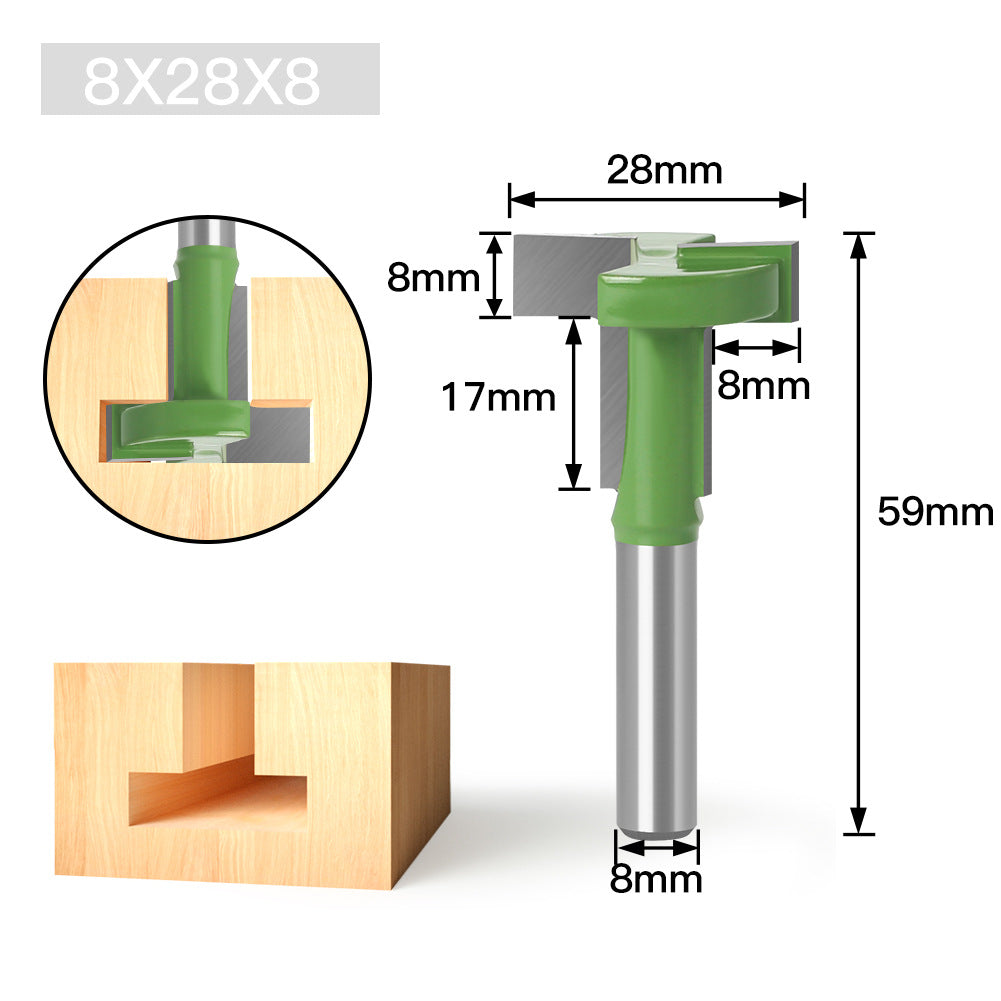 8 handle green straight edge T-tool hook milling cutter slotting cutter 8 handle groove milling cutter foreign trade export woodworking milling cutter
