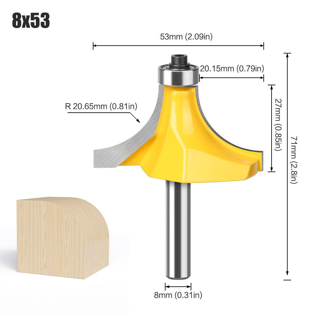 8 handle large diameter 53,63mm fillet cutter woodworking milling cutter chamfering cutter arc cutter trimming head