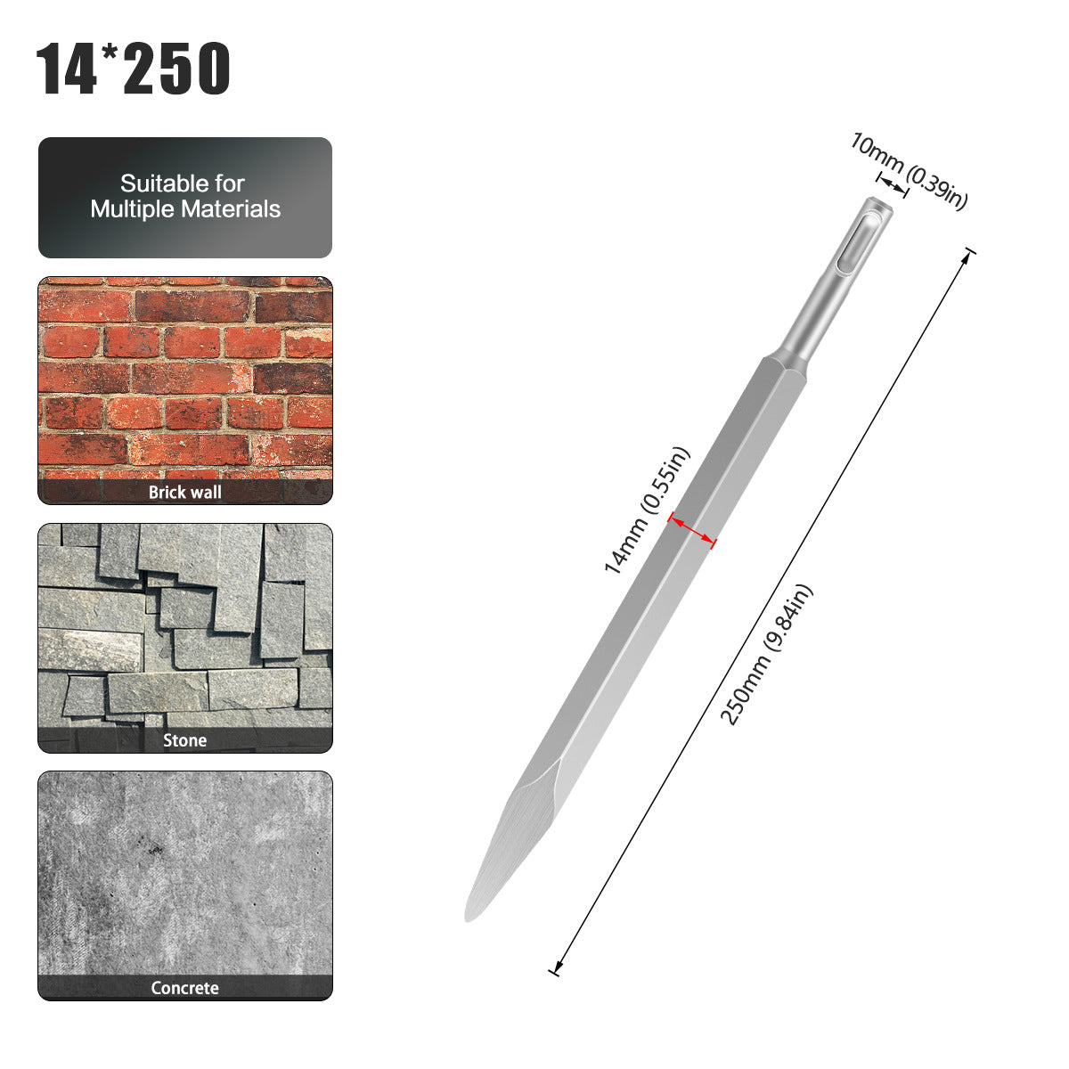 Drill bit chisel set, drill bit set round handle, pointed chisel flat chisel, masonry chisel concrete, electric power steel chisel