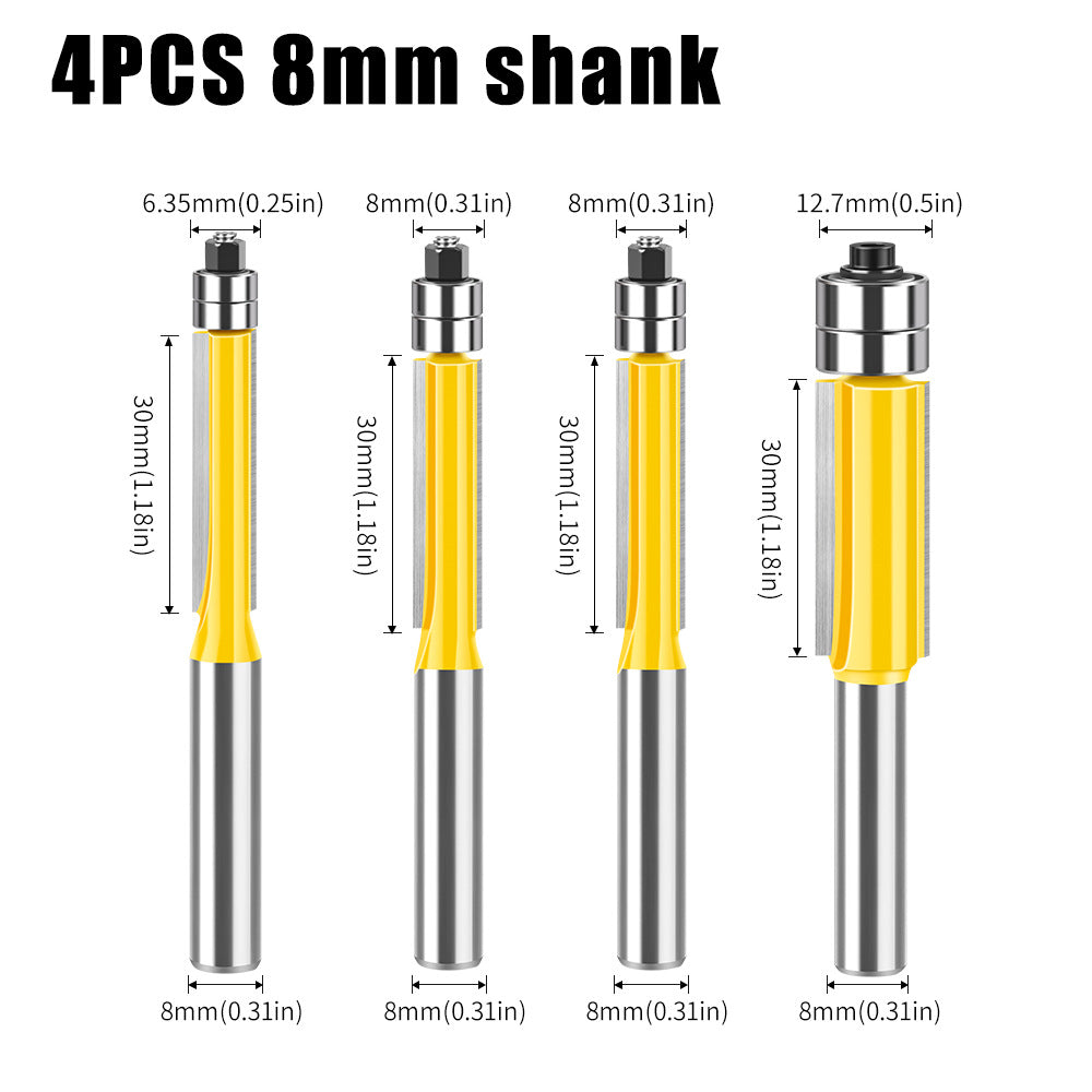 8 handle head double bearing trimming knife tungsten steel imitation woodworking milling cutter slotting flat edge knife alloy blade head set