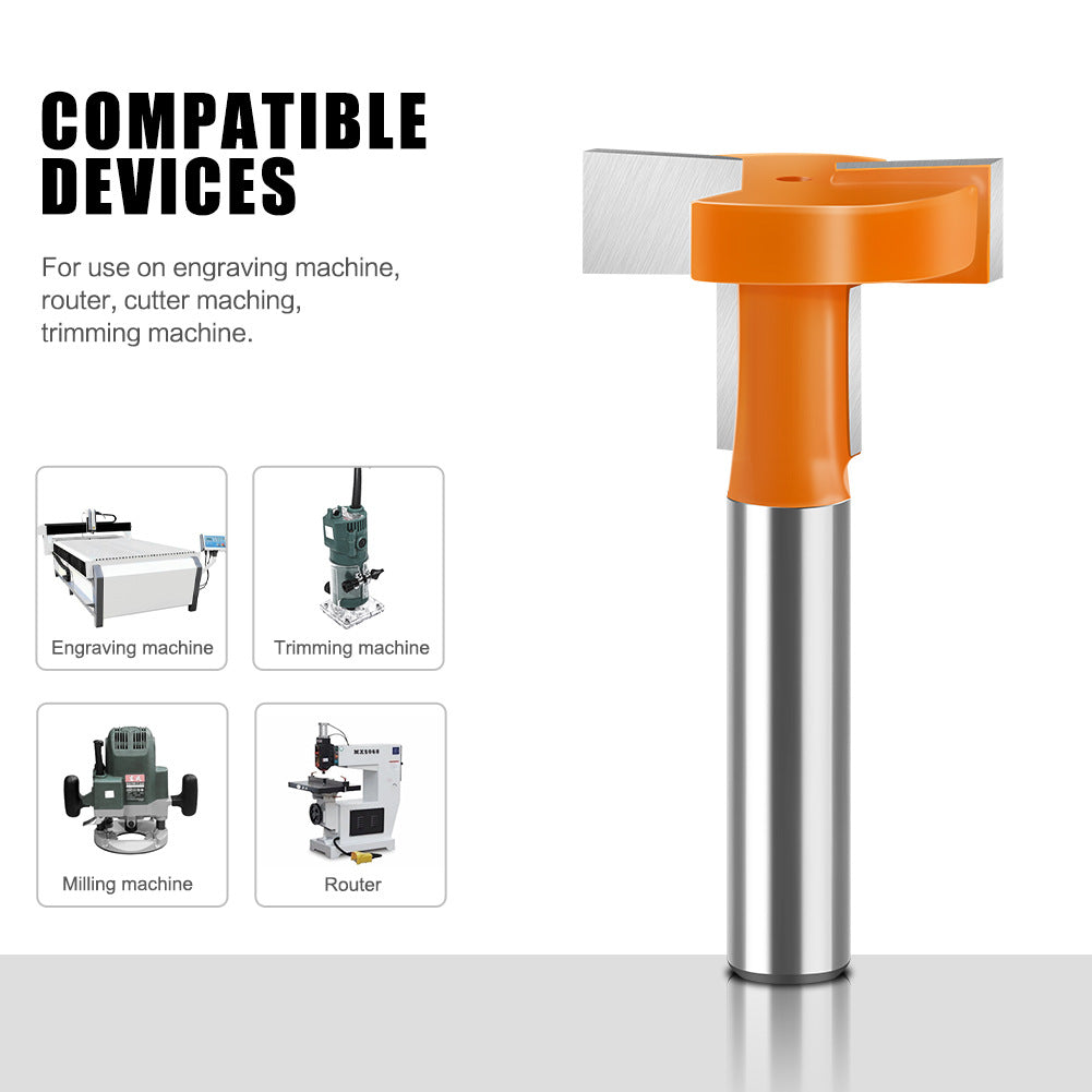 Orange straight edge T-knife, woodworking engraving milling cutter, notch cutter, four-edge slotting cutter, woodworking milling cutter