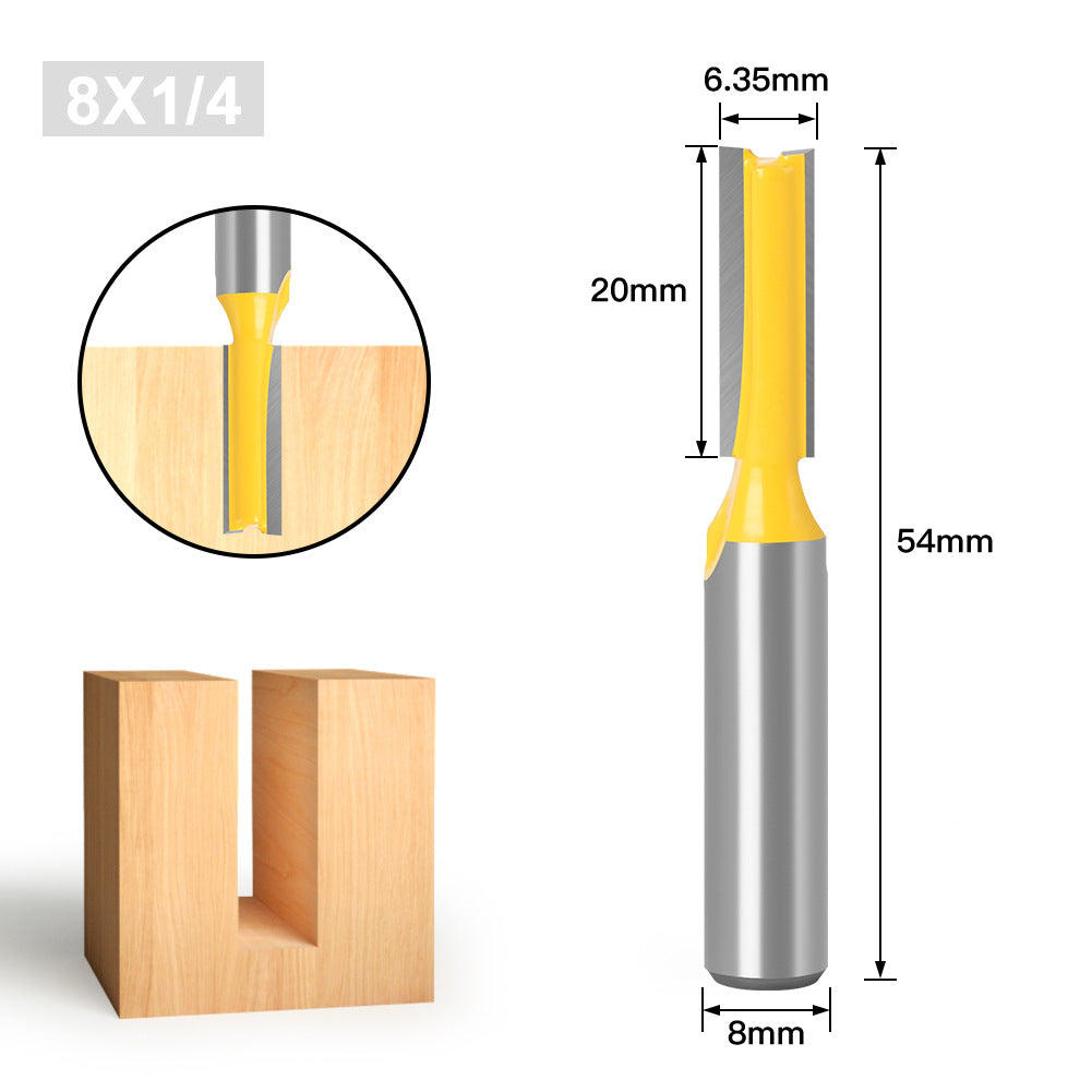 5-Piece set of 8 handle slotted straight knife woodworking double blade straight knife engraving woodworking milling cutter trimming machine cutter head 8 handle cutter head