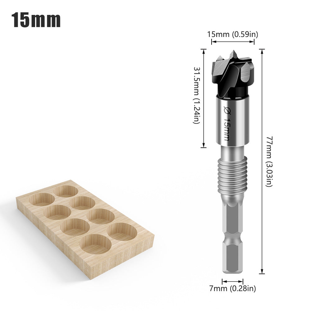 Multifunctional extended woodworking hole opener, external thread flat wing drill, extended limit wooden board hand drill, reaming drill bit