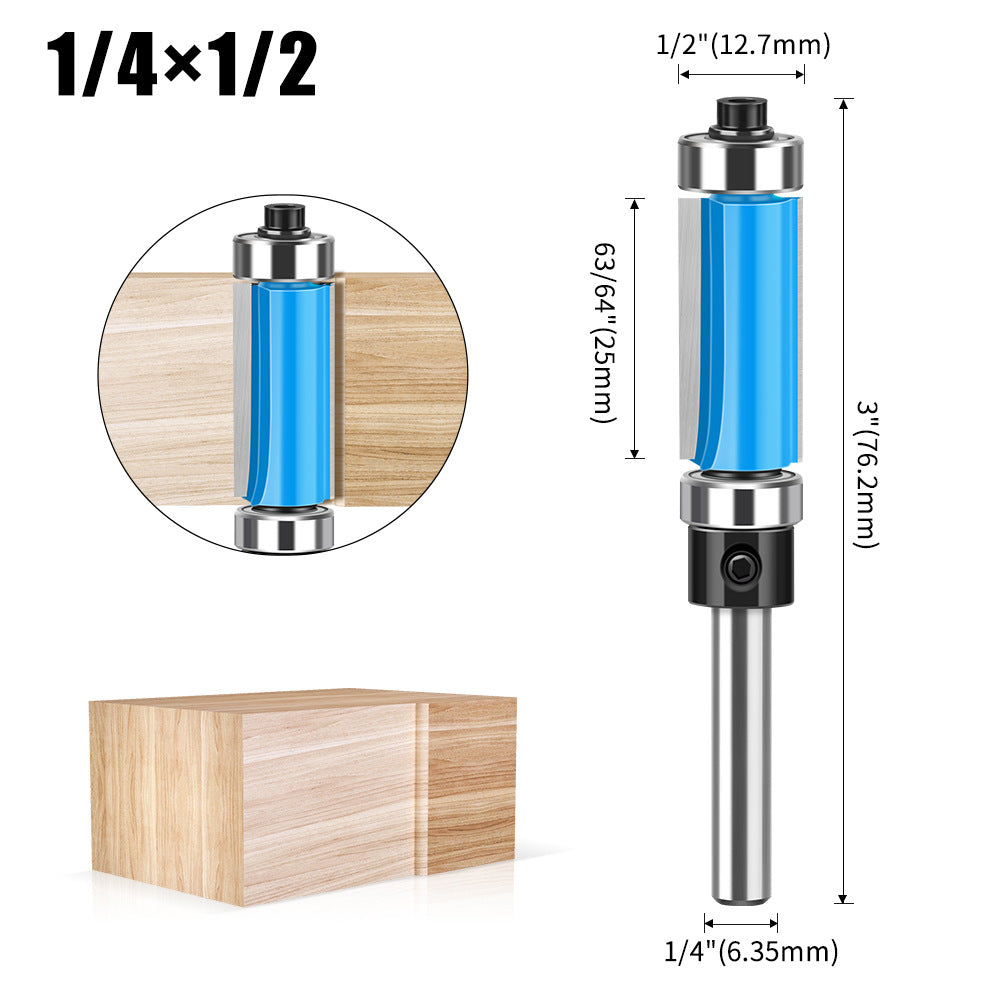 Double Bearing Trimming Knife Double Blade Straight Knife Woodworking Knife, Bakelite Milling Trimming Machine Gong Milling Cutter 1/4 * 12.7 * 25.4