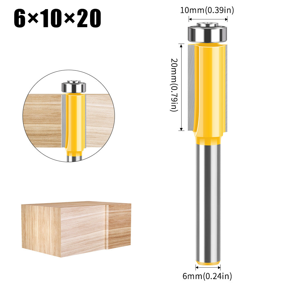 6 handle bearing trimming cutter woodworking milling cutter with bearing trimming cutter double edge straight cutter woodworking milling cutter