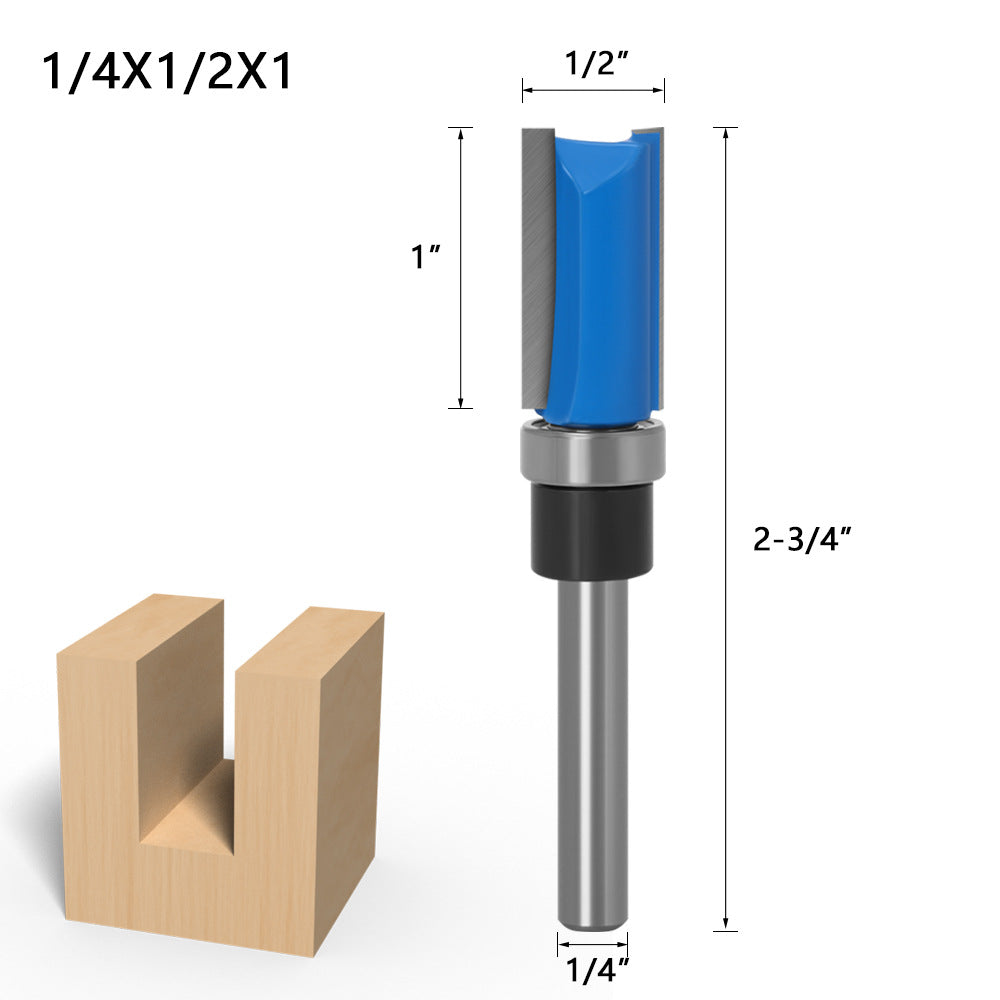 3-Piece set imitation trimming knife bearing straight knife slotting knife trimming knife engraving woodworking milling cutter trimming machine head