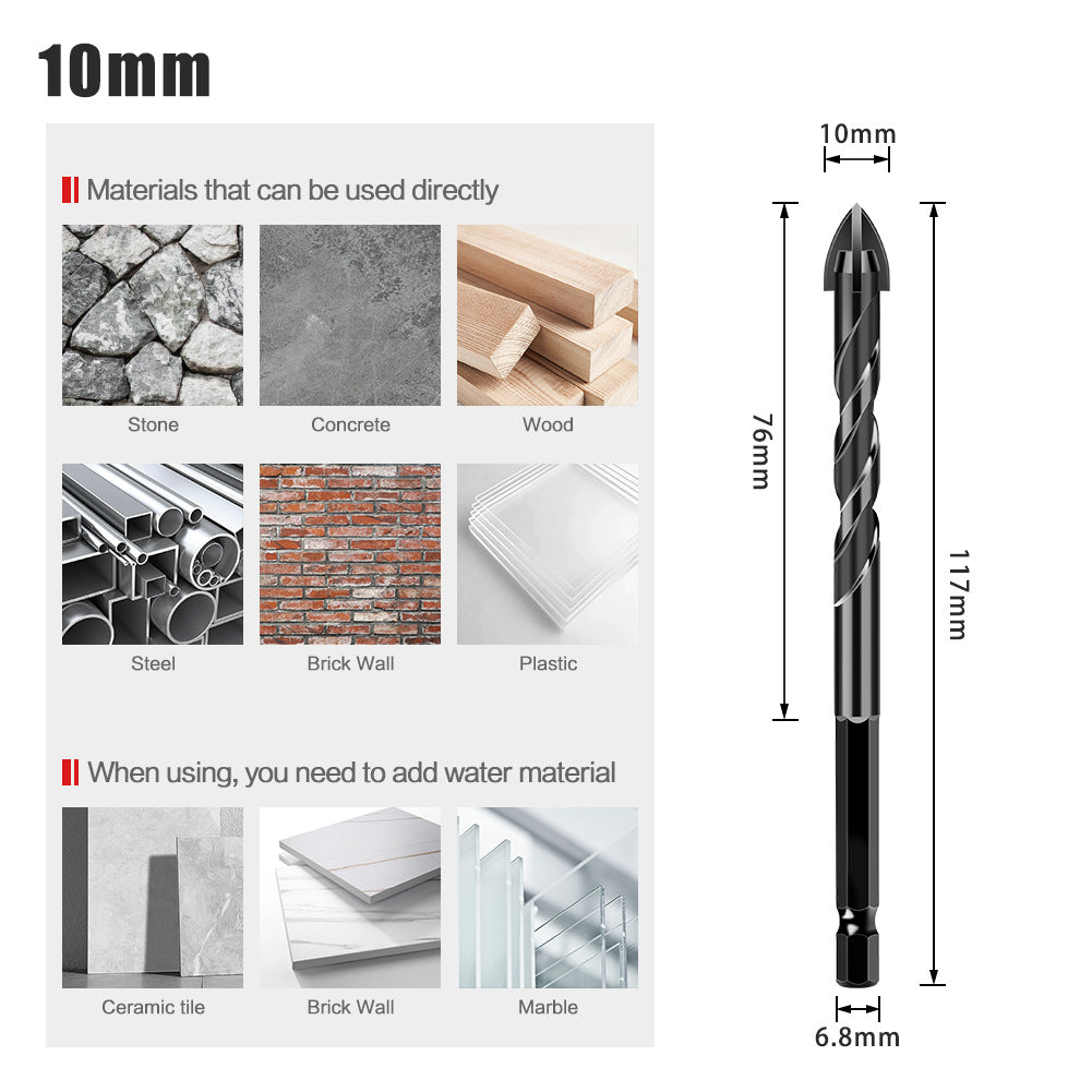 Special drill for tile drilling, tile puncher, glass cement concrete alloy, high hardness triangular overlord drill