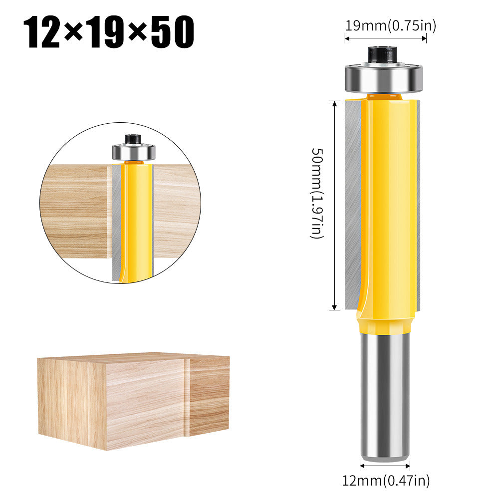 12 handle extended trimming knife with bearing trimming knife double edge straight knife woodworking milling cutter tool trimming machine head