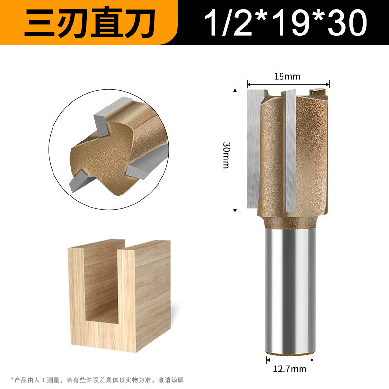1/4 handle 1/2 handle professional grade three-blade straight knife woodworking special milling cutter head slotting knife woodworking knife trimming grooving knife