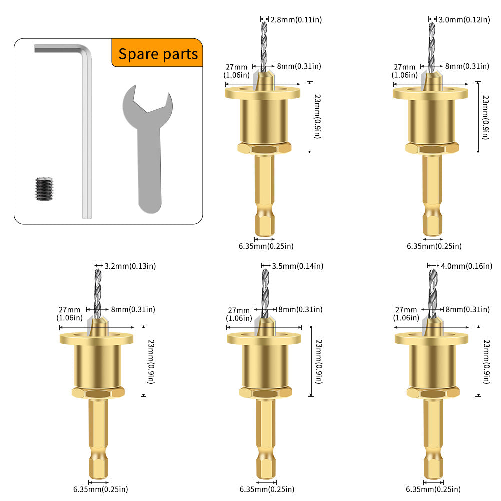 Adjustable hexagonal shank countersunk hole drilling tapered hole drilling screw step drill self-tapping screw alloy head wood installation