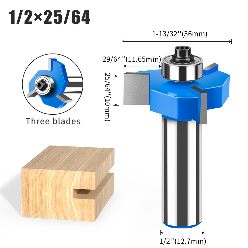 Three-blade ball T-knife Metric 5mm-12mm slotting knife Woodworking slotting milling cutter T-slot knife Engraving machine