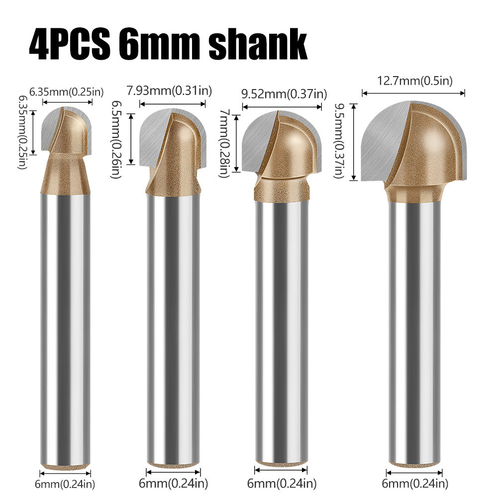 1/4 handle professional grade round bottom cutter woodworking milling cutter slotting cutter arc trimming machine engraving machine electric milling gong cutter head