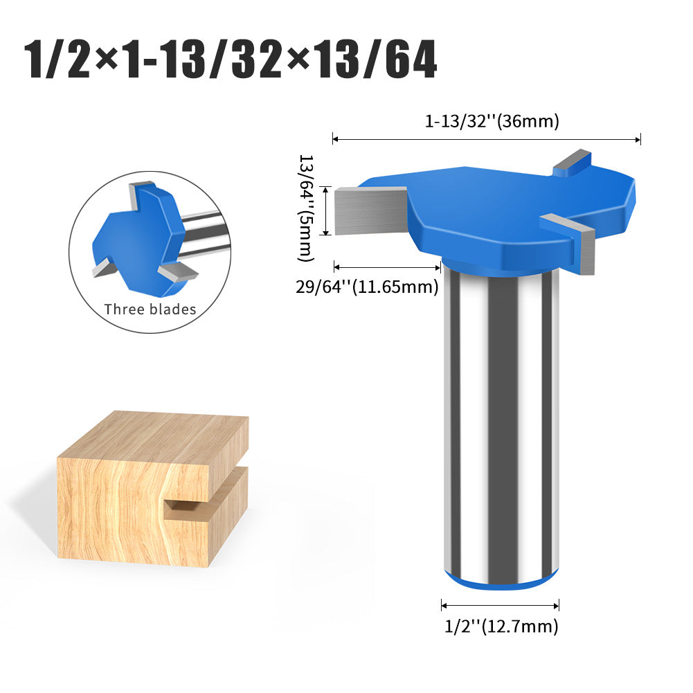 Three-blade T-knife Tungsten steel milling cutter Slotting cutter Bottom cleaning cutter Three-tooth T-cutter Slotting cutter Large diameter trimming machine industry