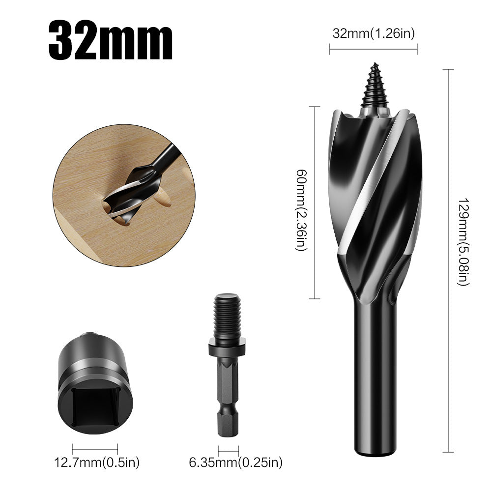 Hexagonal shank hole opener, four-slot four-blade woodworking drill set, outdoor manual multi-purpose drill