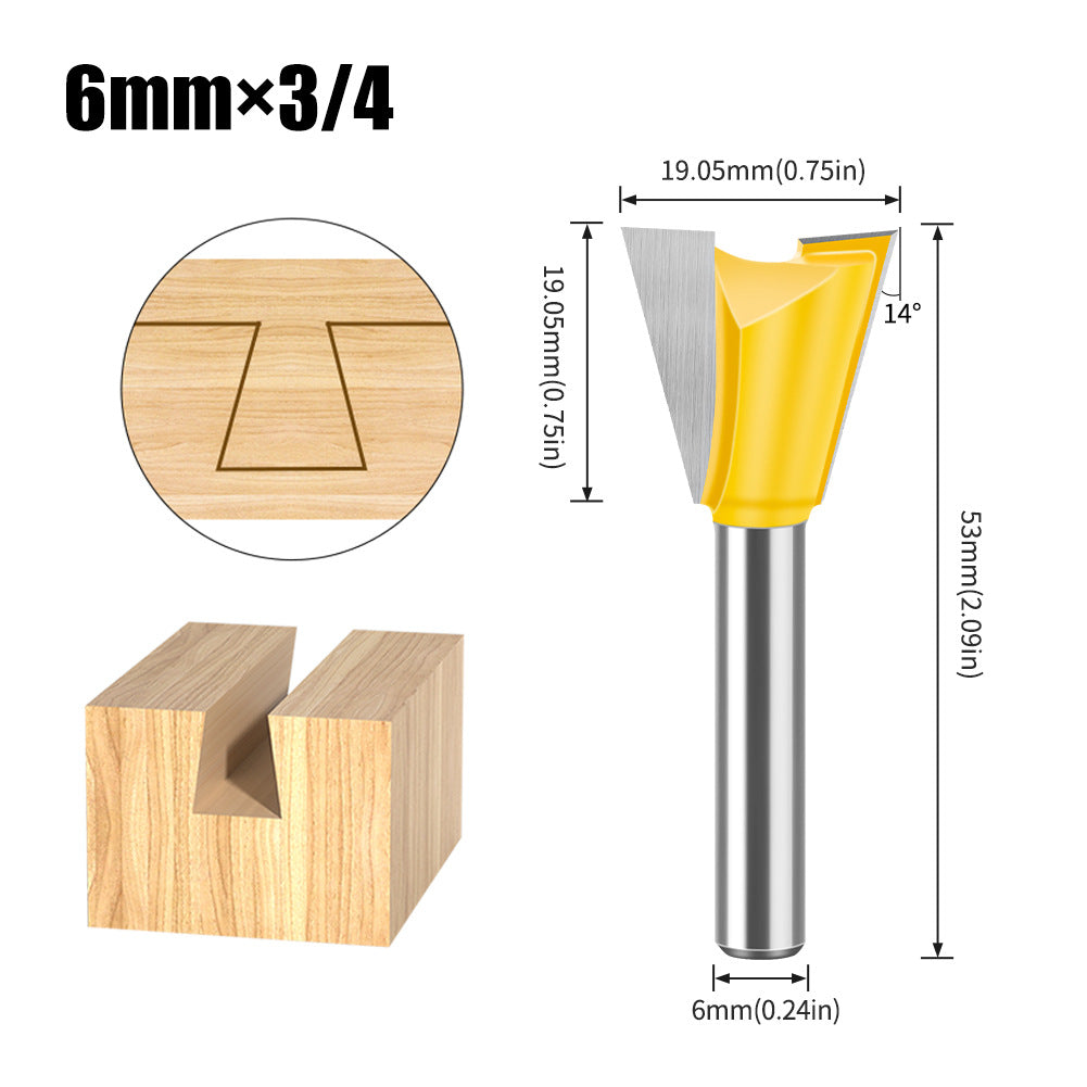 6-Piece set 1/4 handle 6 handle dovetail knife, Zikou Xun knife, woodworking milling cutter, carving knife, small dovetail knife