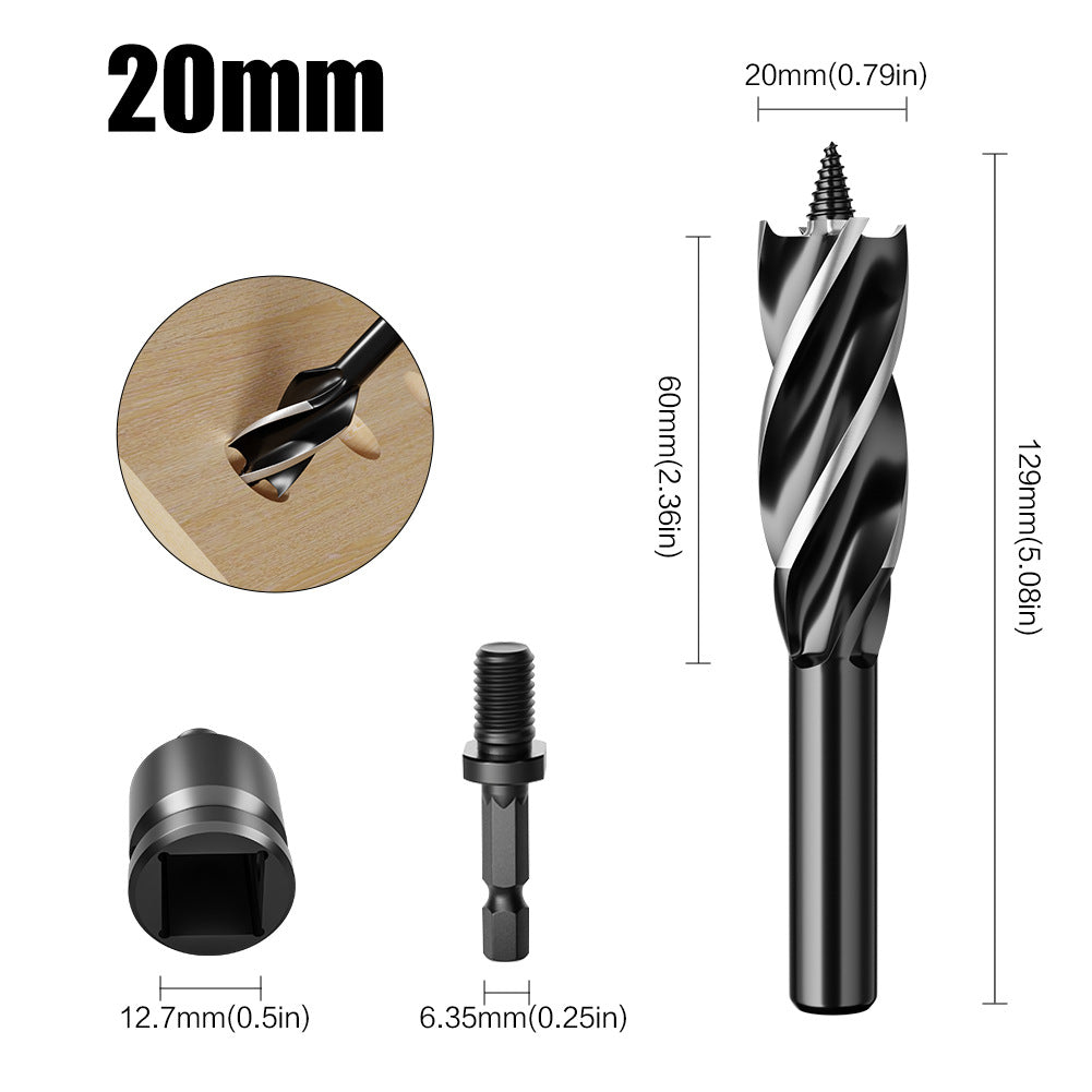 Hexagonal shank hole opener, four-slot four-blade woodworking drill set, outdoor manual multi-purpose drill