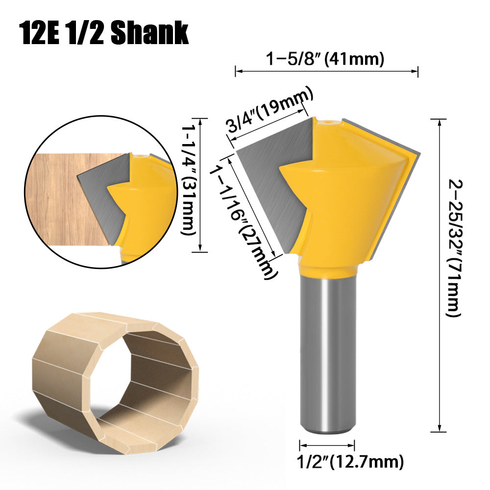 1/2 handle 3-piece set multilateral knife bird's beak interface knife 6 sides 8 sides 12 sides multi-purpose knife tenon knife woodworking router