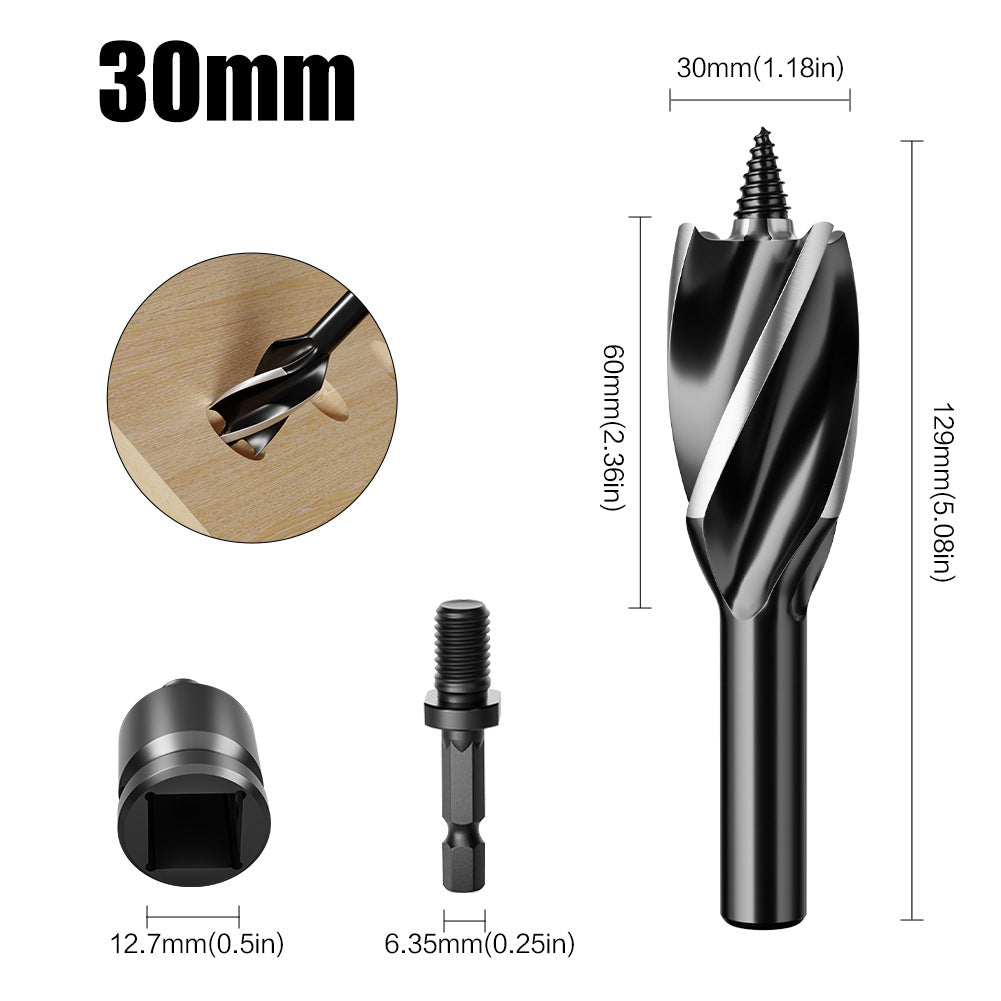 Hexagonal shank hole opener, four-slot four-blade woodworking drill set, outdoor manual multi-purpose drill