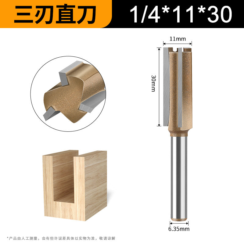 1/4 handle 1/2 handle professional grade three-blade straight knife woodworking special milling cutter head slotting knife woodworking knife trimming grooving knife