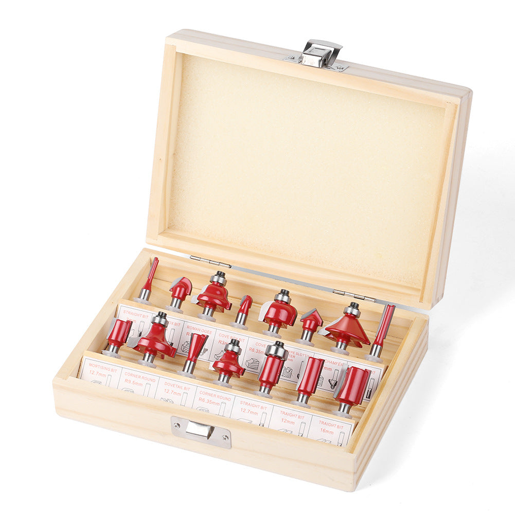 15-piece set 1/4 handle 1/2 handle 8 handle 6 handle woodworking milling cutter set 12-piece set woodworking slotting milling cutter