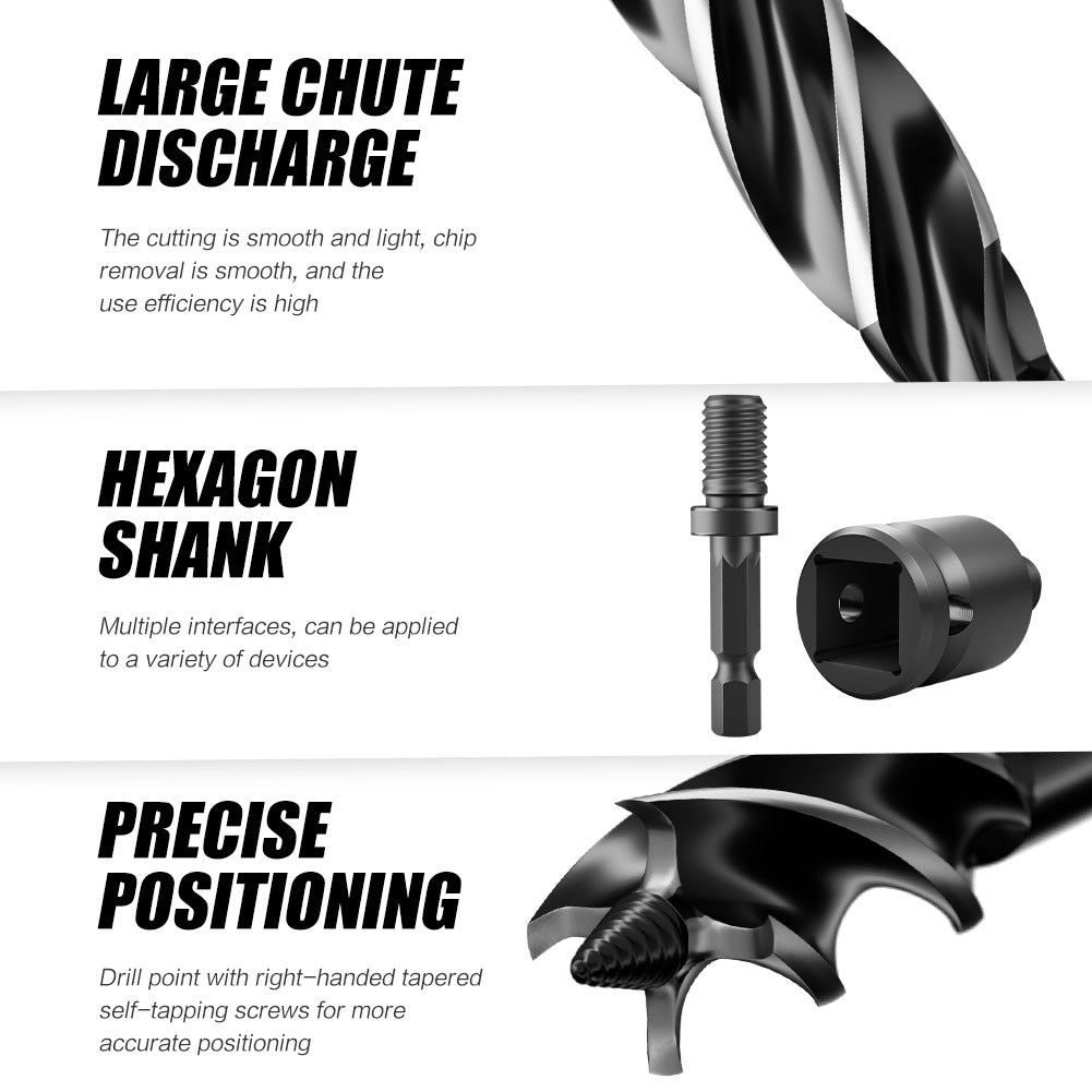 Hexagonal shank hole opener, four-slot four-blade woodworking drill set, outdoor manual multi-purpose drill