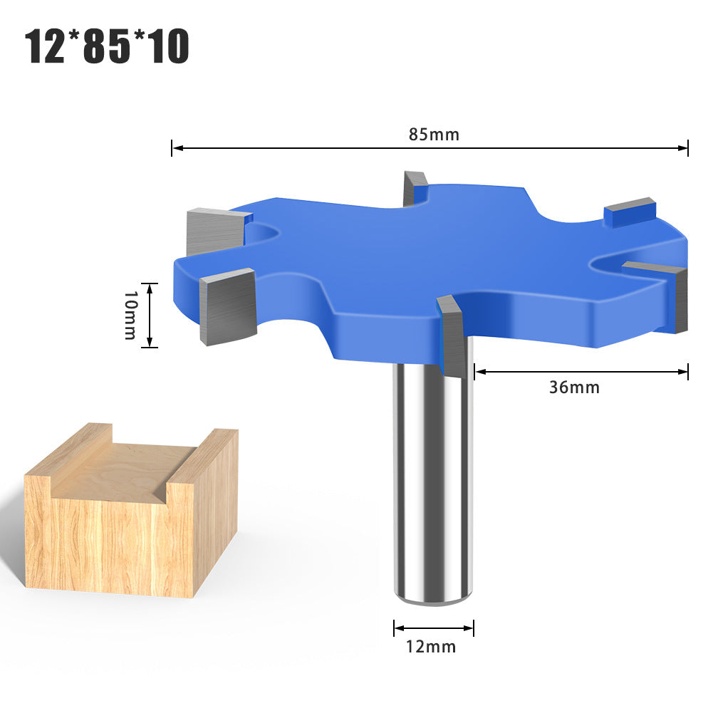 6-Tooth four-tooth T-shaped knife 1/2 handle 12mm handle woodworking tool lengthened T-shaped cutter slotted milling cutter T-shaped tenon cutter