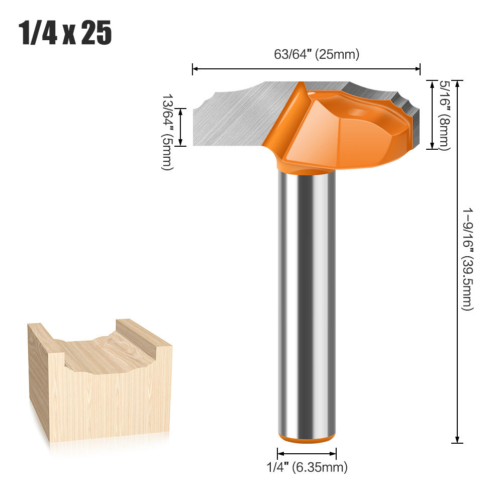 6 handle 1/4 handle Xiaodie double R wire knife cabinet door panel knife double small R flower wire knife trimmer milling cutter cabinet door knife