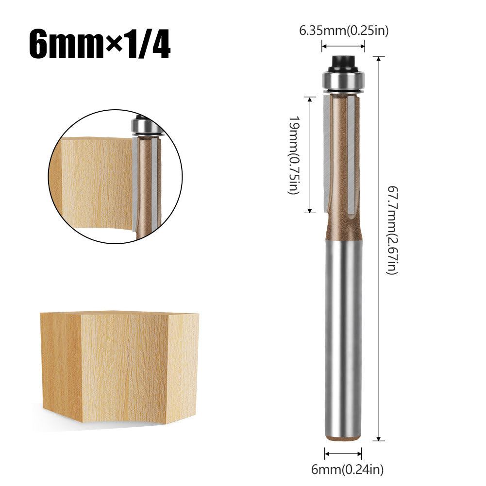 Professional grade three-blade bearing trimming knife 6.35 handle, professional grade woodworking milling cutter inch alloy trimming knife