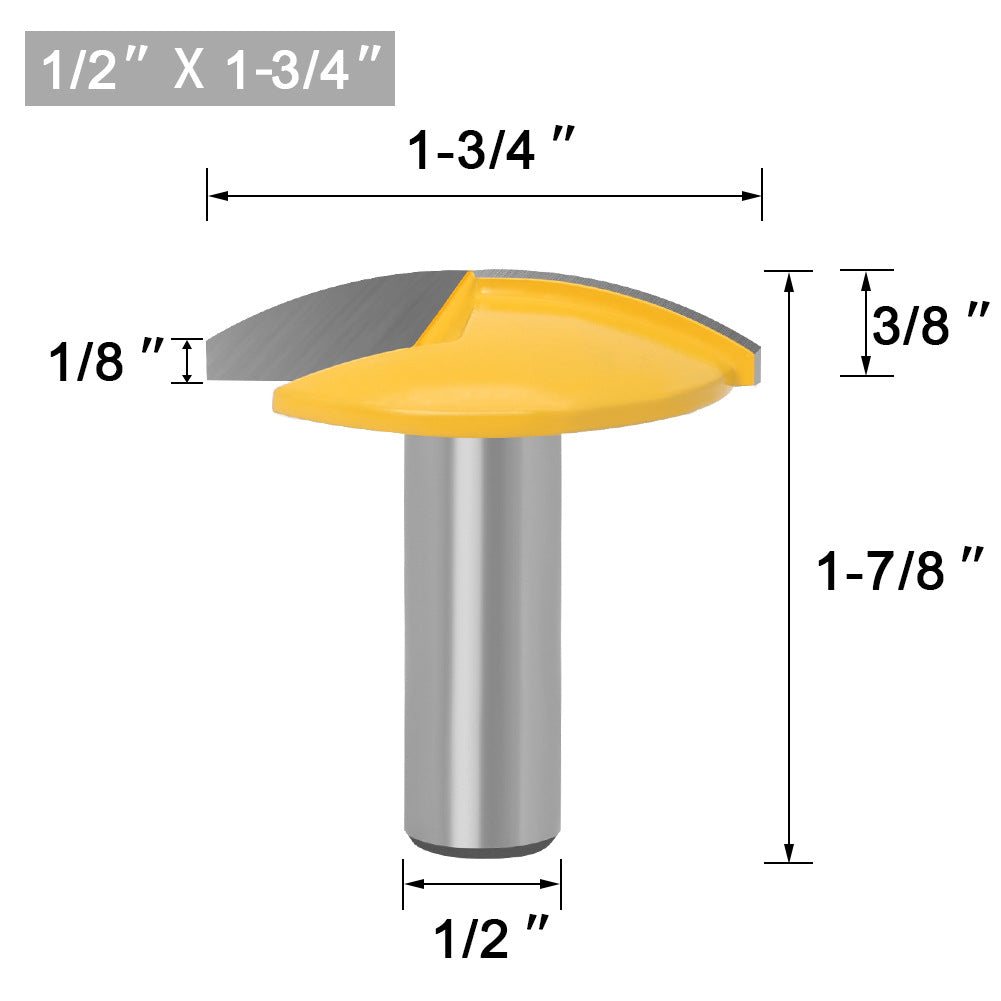 High-grade 1/2 handle thin round bottom cutter Bowl cutter Engraving machine Woodworking milling cutter Router cutter Woodworking engraving knife Yellow paint