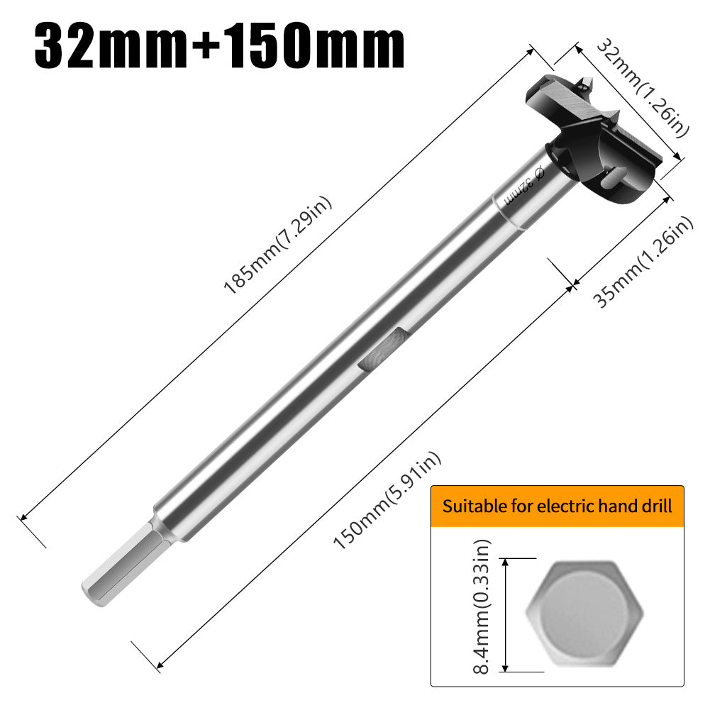 Multifunctional extended woodworking hole opener, external thread flat wing drill, extended limit wooden board hand drill, reaming drill bit