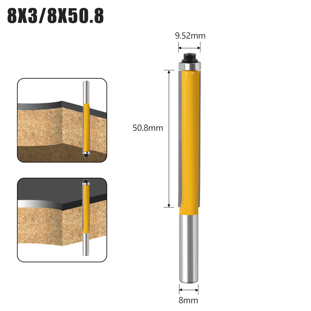 Extended trimming knife with bearing trimming knife Double blade straight knife Woodworking milling cutter Edge trimming machine Knife head engraving machine