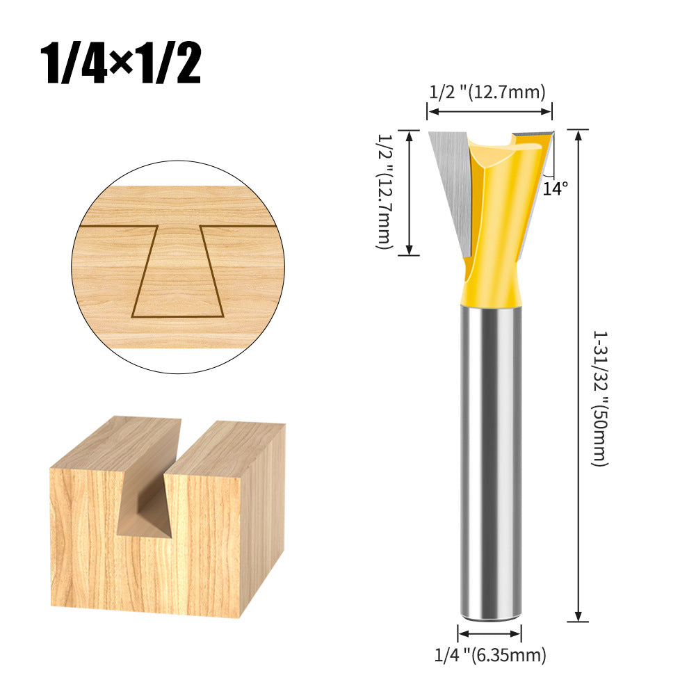 6-Piece set 1/4 handle 6 handle dovetail knife, Zikou Xun knife, woodworking milling cutter, carving knife, small dovetail knife