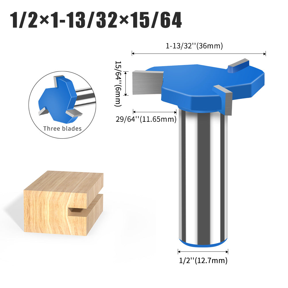 Three-blade T-knife Tungsten steel milling cutter Slotting cutter Bottom cleaning cutter Three-tooth T-cutter Slotting cutter Large diameter trimming machine industry