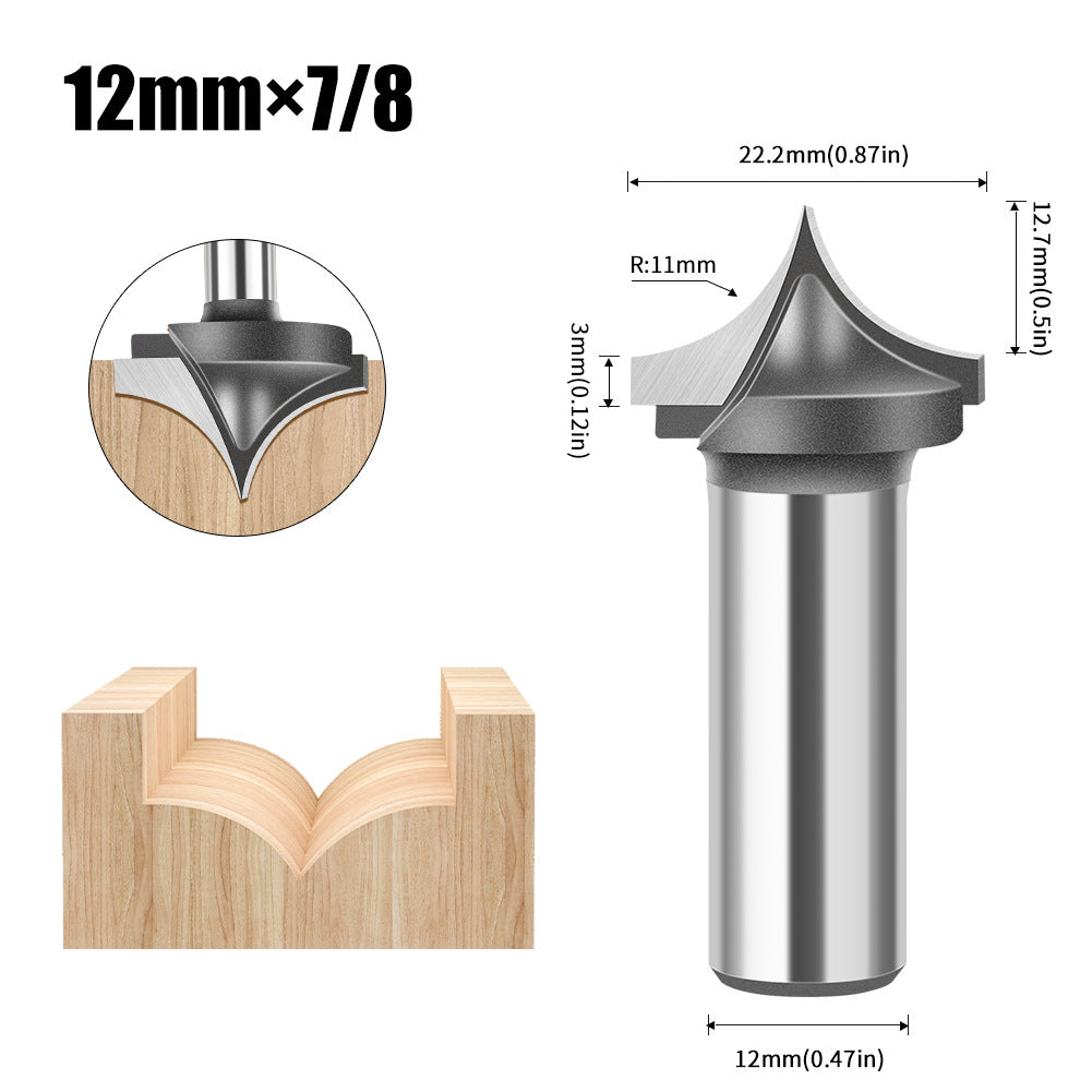 6 handle 12 handle woodworking pointed nozzle carving knife trimming machine line knife, inverted arc knife, rounded corner cutter milling cutter