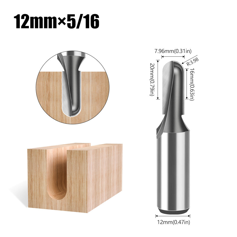 1/2 shank 12 shank deep round bottom cutter, woodworking milling cutter slotting cutter trimming machine tool head engraving machine bakelite gong cutter