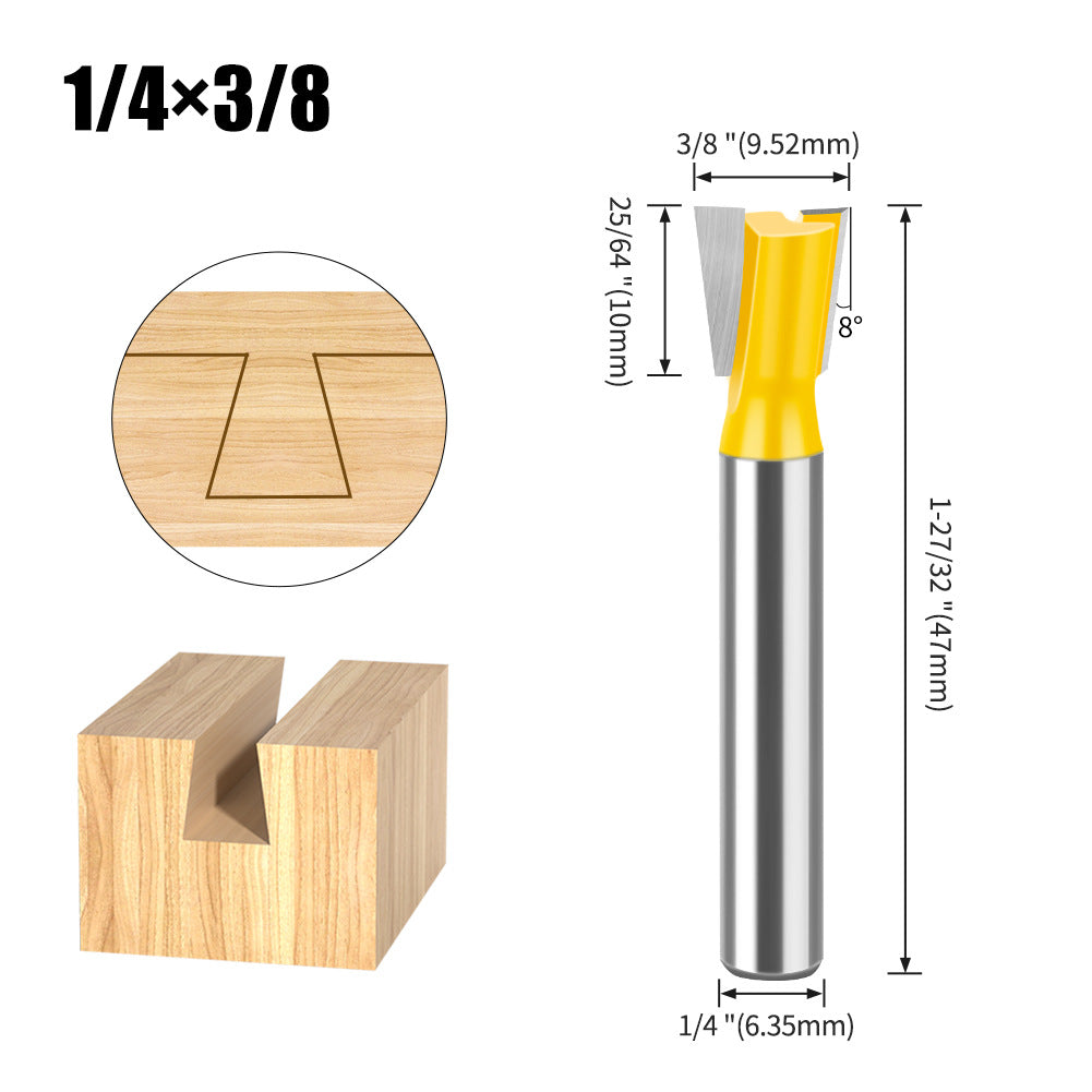 6-Piece set 1/4 handle 6 handle dovetail knife, Zikou Xun knife, woodworking milling cutter, carving knife, small dovetail knife