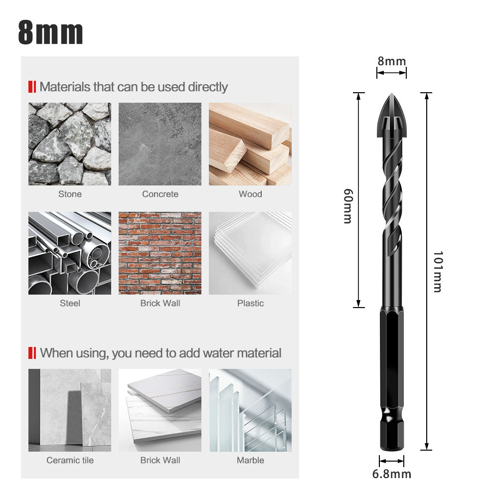 Special drill for tile drilling, tile puncher, glass cement concrete alloy, high hardness triangular overlord drill