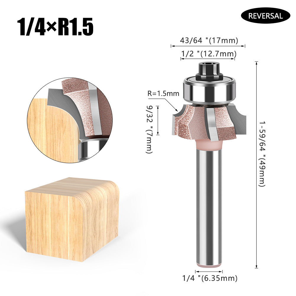 1/4 shank four-blade positive and reverse edge banding knife rounded corner knife arc trimming knife woodworking chamfering knife