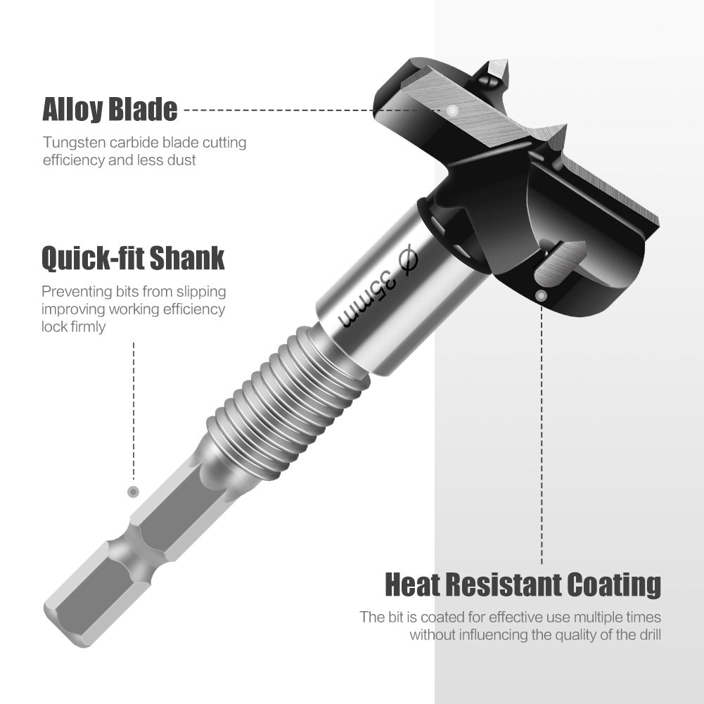Multifunctional extended woodworking hole opener, external thread flat wing drill, extended limit wooden board hand drill, reaming drill bit