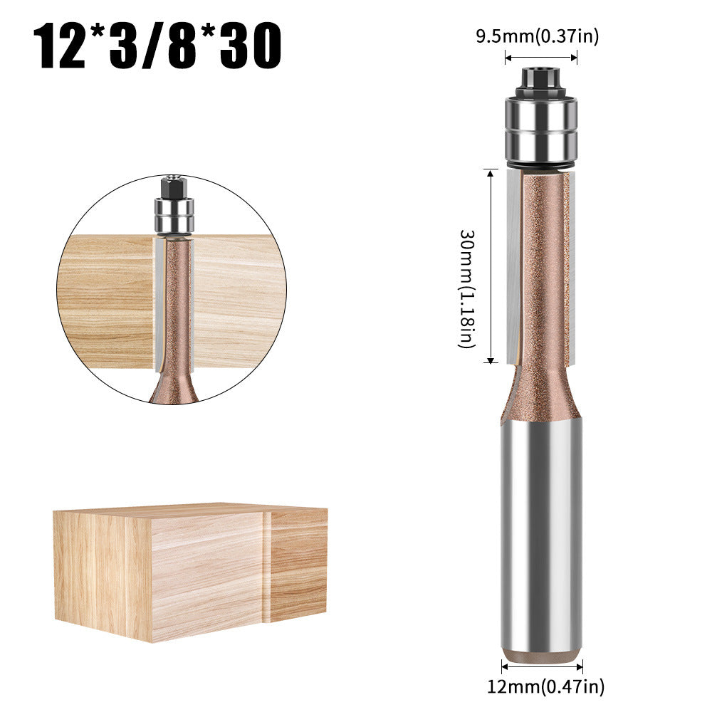 Professional grade 1/2 shank head double bearing trimming knife tungsten steel imitation woodworking milling cutter trimming alloy blade bearing