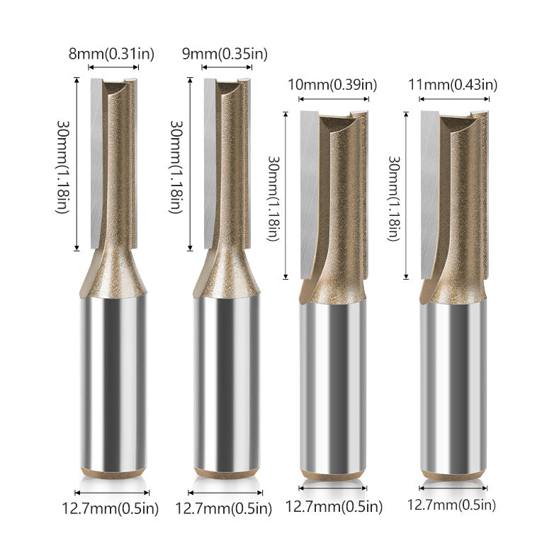 20-Piece set of 1/4 handle professional grade alloy double-edged straight knife slotting knife woodworking milling cutter grooving knife trimming machine engraving