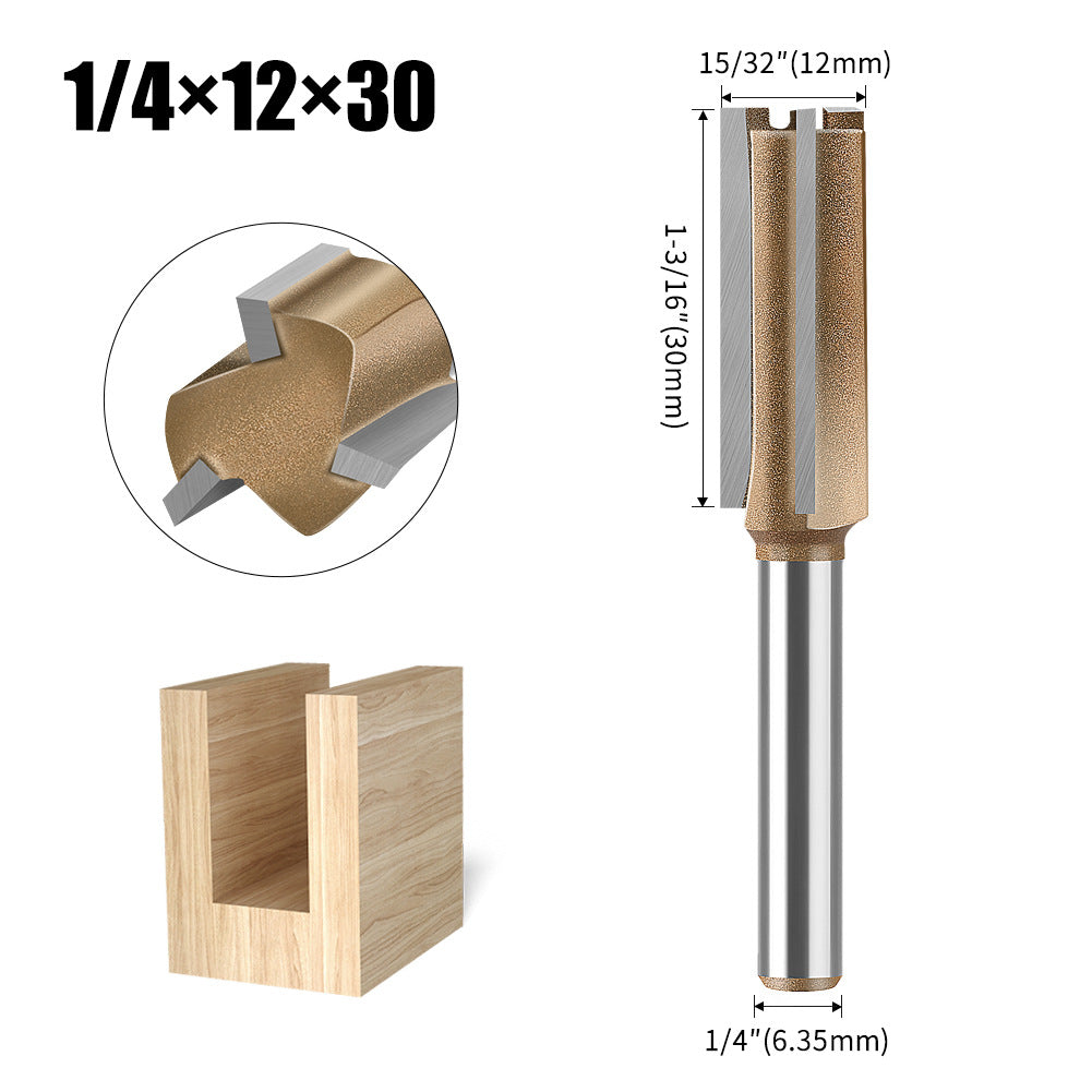 Professional grade three-blade straight knife woodworking special milling cutter head slotting knife woodworking knife trimming grooving knife 1/4 handle 1/2 handle