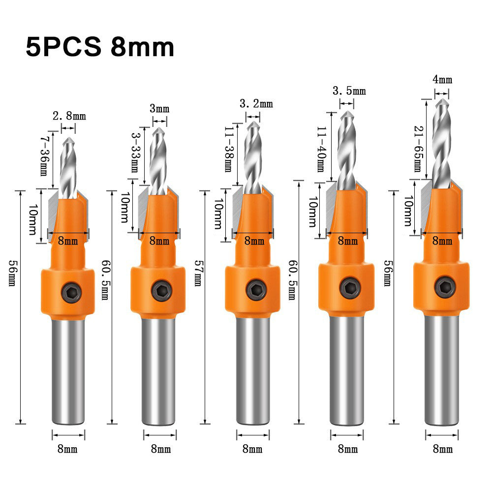 Woodworking Sink Hole Drilling Taper Hole Drilling Alloy Head Screw Step Drilling Wood Self-Tapping Screw Installation Step Drilling