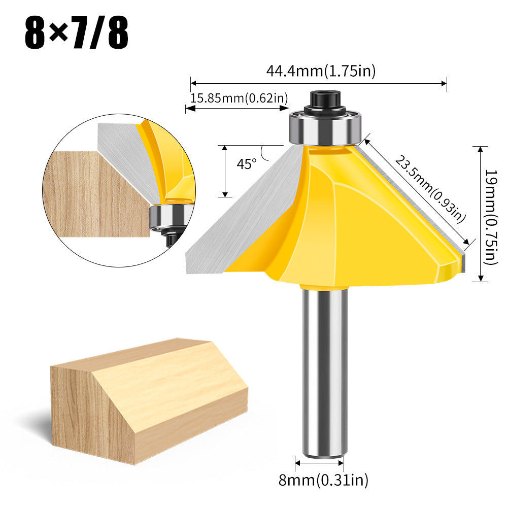 8 handle 45 degree bevel knife woodworking milling cutter trimming machine engraving machine cutter head 45 degree chamfering knife chamfering cutter head